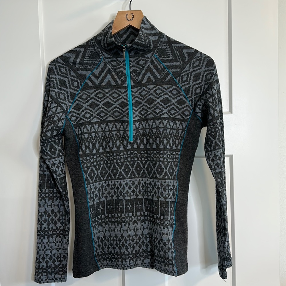 KUHL 1/4 zip sweater grey/ teal size S